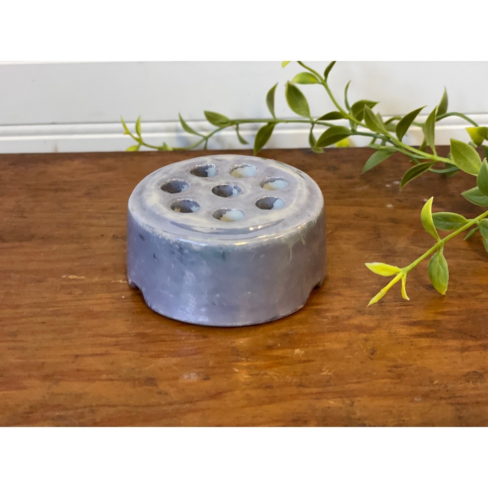 Blue Ceramic‎ Vintage Flower Frog - 8 Hole Home Decor